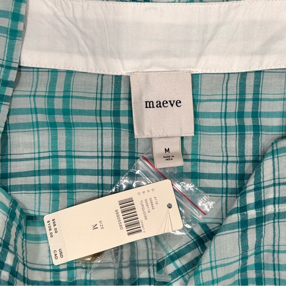 Anthropologie Maeve Plaid Skirt Set Tank + Midi Teal Green Blue Size M NWT - Picture 13 of 14